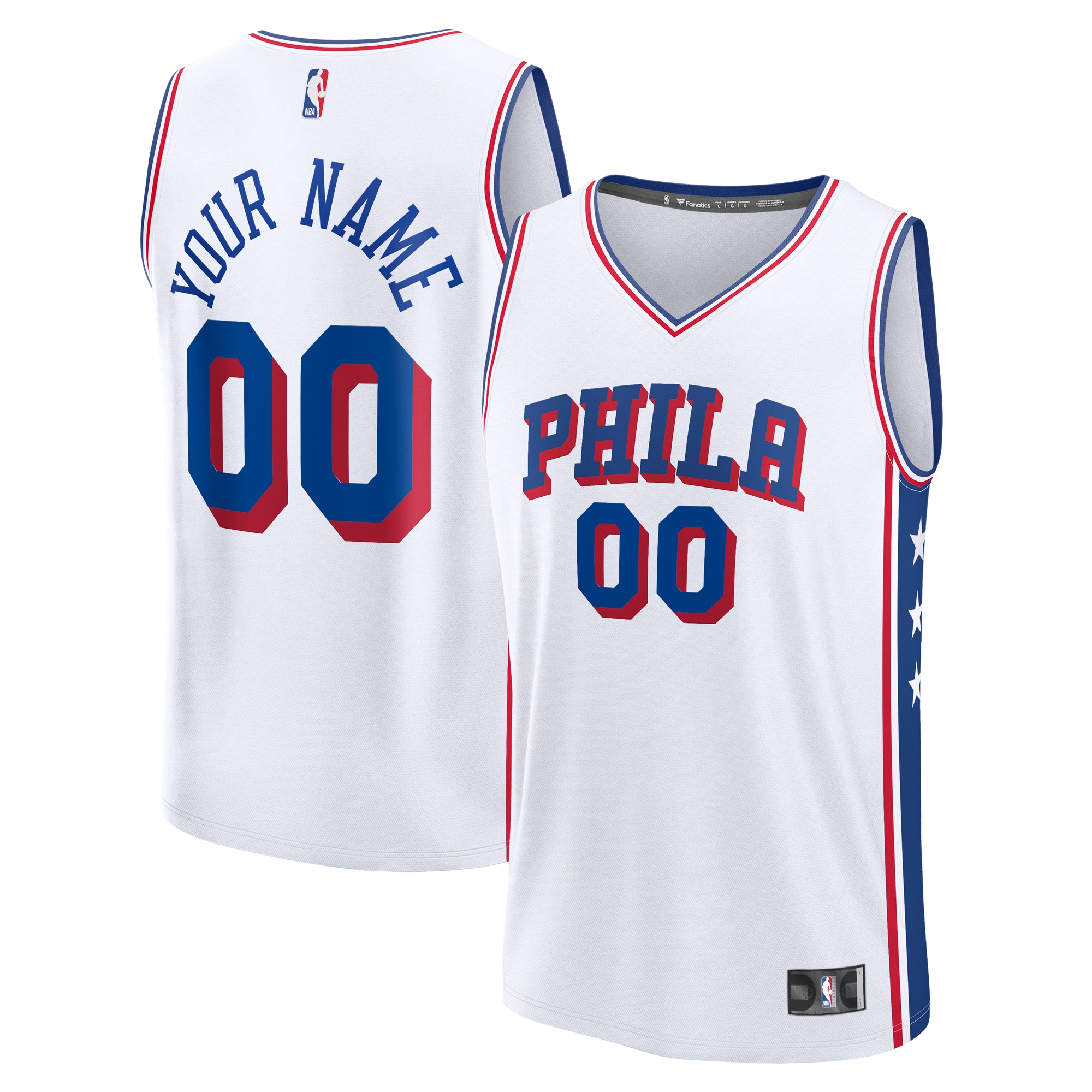 Gohipanda - Philadelphia 76ers Fanatics Fast Break Custom Jersey - Association Edition - Image 2