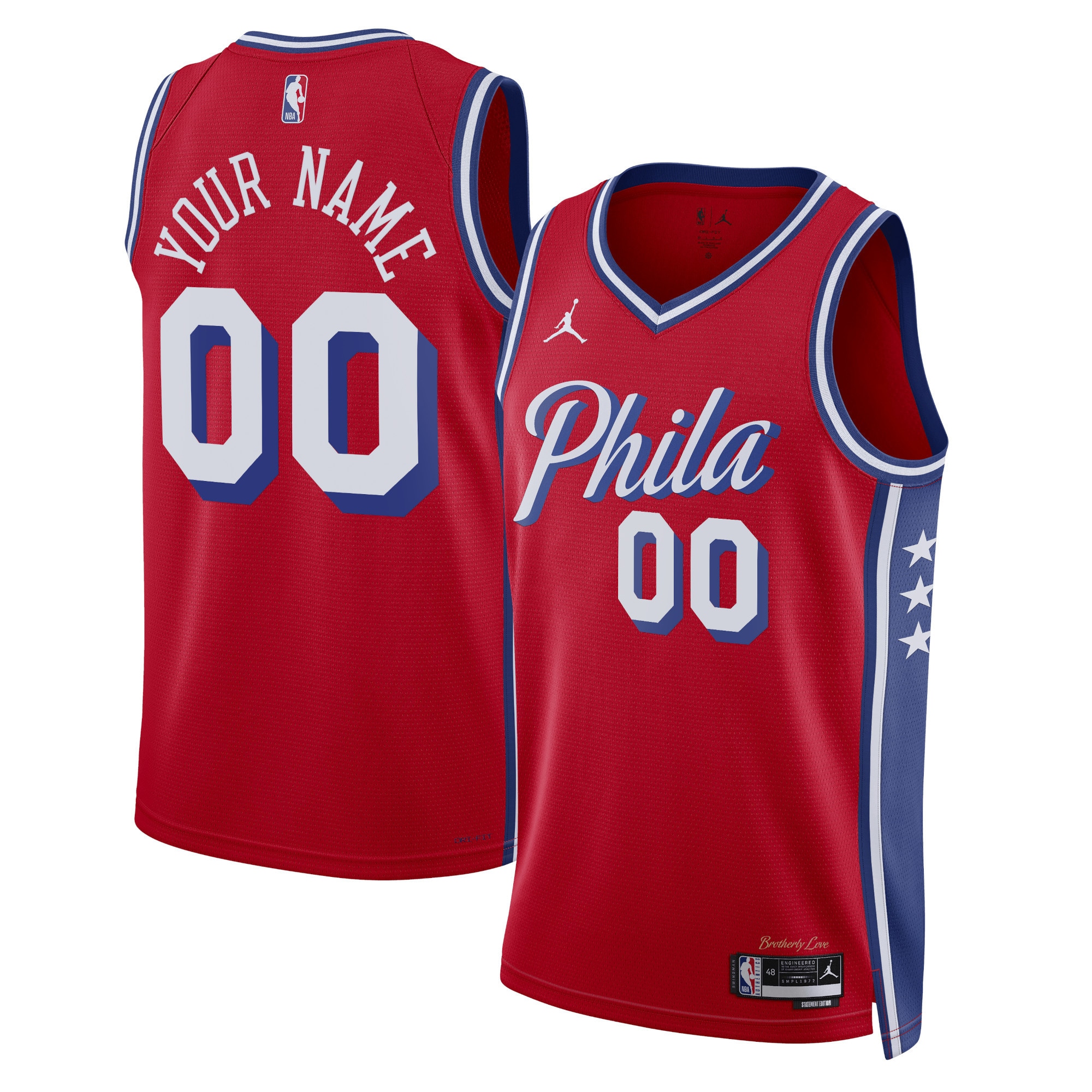 Gohipanda - Philadelphia 76ers Jordan Brand Unisex 2022/23 Swingman Custom Jersey - Statement Edition - Red - Image 2