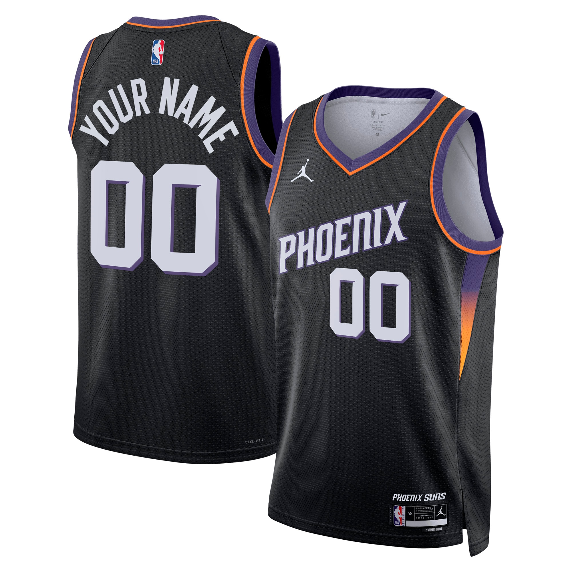Gohipanda - Phoenix Suns Jordan Brand Unisex Swingman Custom Jersey - Statement Edition - Black - Image 2