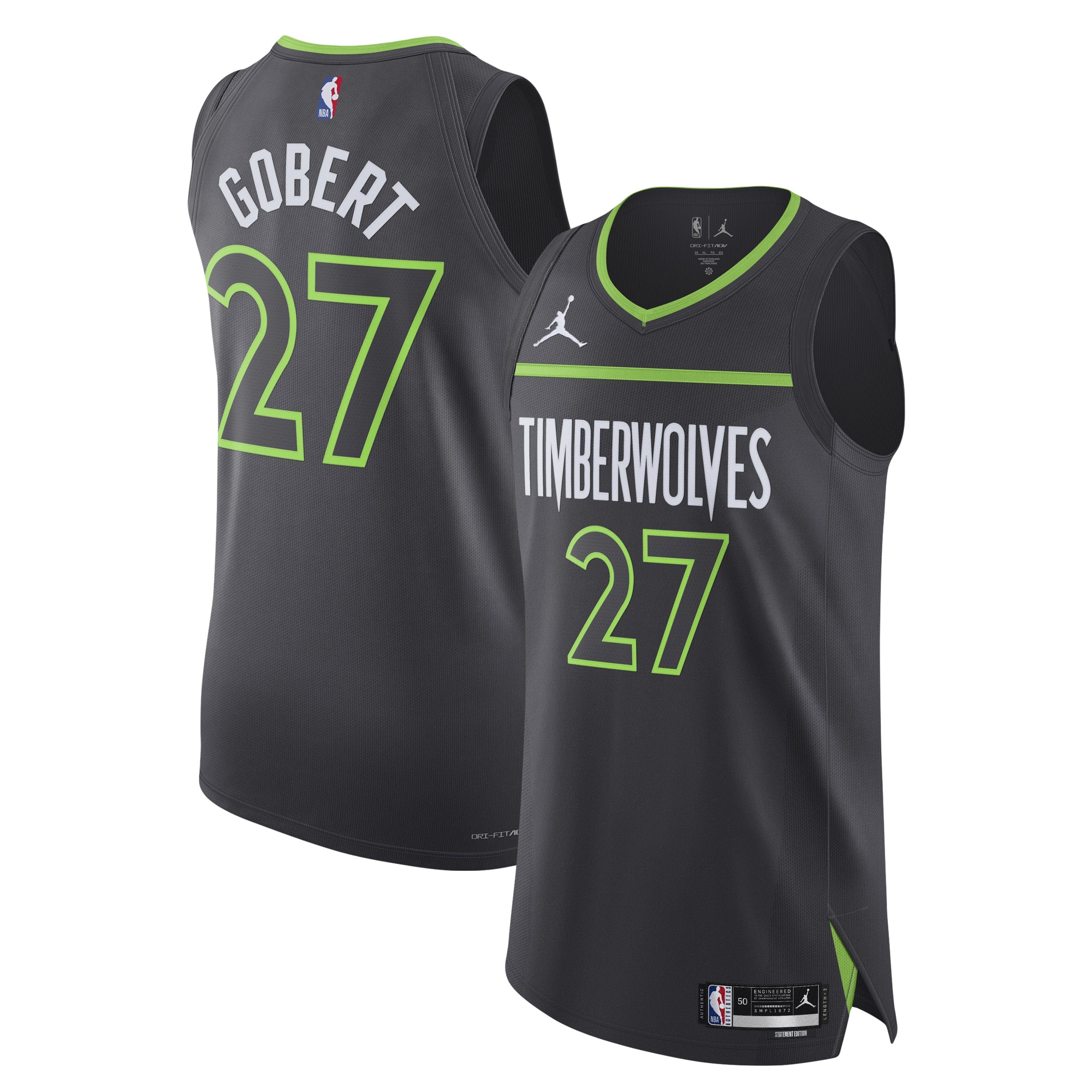 Gohipanda - Rudy Gobert Minnesota Timberwolves Jordan Brand Statement Edition Jersey Anthracite