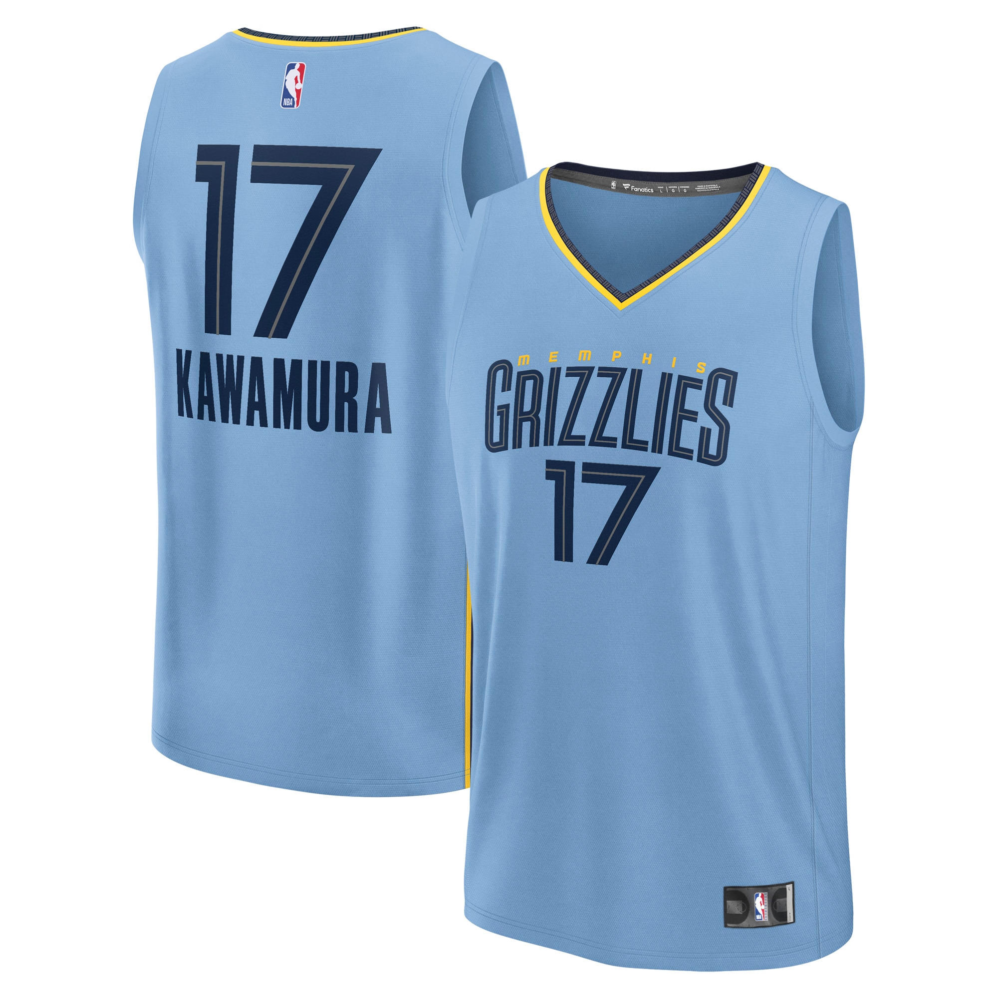 Gohipanda - Yuki Kawamura Memphis Grizzlies Fanatics Fast Break Player Jersey - Statement Edition - Light Blue